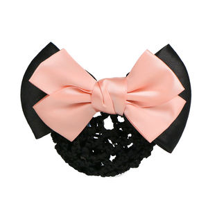 Outil de <span class=keywords><strong>coiffure</strong></span> professionnel Satin Bowknot Snood Net Barrette <span class=keywords><strong>pince</strong></span> à cheveux <span class=keywords><strong>chignon</strong></span> couverture filet à cheveux dentelle arc décor - Product Image 2
