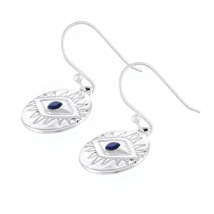 Boucles d'oreilles Nazar en argent sterling 925 – Bijoux pendantes œil de lapis-lazuli - Product Image 2