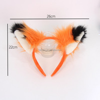 Accessoires de déguisement animalier pour Halloween : Bandeau et queue de renard en fourrure pelucheuse