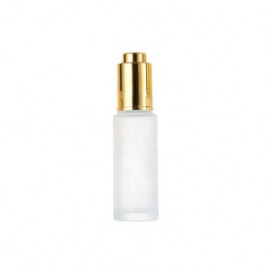 Wholesale 30ml 50ml Frosted Round Shape Cosmetics <b>Dropper</b> Glass <b>Bottle</b> with Silver Cap for Skincare - Product Image 6