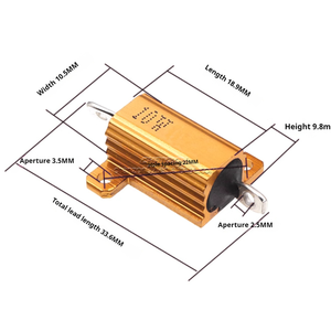 Rx24 trục vàng vỏ nhôm điện trở 5W 10W 2.2r 3.3r <span class=keywords><strong>10</strong></span> 20 25 40 47r 50 68 100R 1K 10K ohm điện năng động phanh kháng - Product Image 3