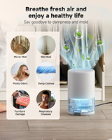 Déshumidificateur domestique 42,5 OZ 1,1 L Alimenté par USB Couverture de 200 à 299 pieds carrés 3 modes de minuterie 7 lumières LED Ultra silencieux Portable Petit pour