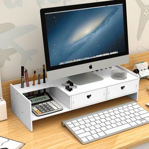 Desktop Monitor Stand With <b>Drawer</b> <b>Storage</b> <b>Box</b> Raised Base Office Organizer Rectangle Shape Multipurpose Portable Dustproof - Product Image 1