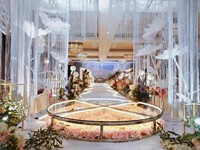 Rideau de Scène pour Toile de Fond de Mariage, Décoration de Fête et d'Événement, Décoration de Plafond à Pampilles pour Mariage
