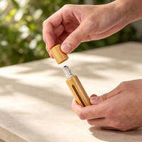 Botol Roller Bambu 3ml 5ml 10ml Isi Ulang, Botol Sampel Parfum Minyak Esensial, Wadah Cairan Kosmetik Perjalanan dengan Bagian Dalam Kaca