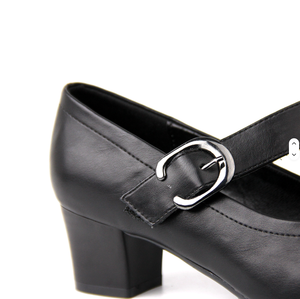 Zapatos Planos Mary Jane de Cuero Genuino Negro con Cierre de Hebilla de Una Sola Correa, Punta Cerrada, Cómodos para Mujer, para Todas las Temporadas - Product Image 6