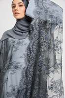 Abaya de mariage et de l'Aïd pour femme, élégante, respirante, en dentelle grise brodée, personnalisée par LEDUO ODM, printemps-automne
