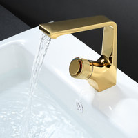 Keran Air Terjun Putih Sederhana dengan Satu Tuas, Terpasang di Dek, untuk Wastafel Toilet Kamar Mandi, Kabinet, dengan Katup Keramik Air Panas dan Dingin