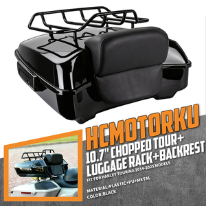 Coffre de tourisme 10,7'' avec dossier et porte-bagages pour <span class=keywords><strong>Harley</strong></span> Touring Road King Street Glide 2014-2025 - Product Image 1
