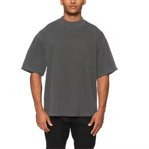 Camisetas Oversize Largas de Algodón 100% Transpirables para Hombre, Estilo Urbano, con Efecto Desgastado, 260 g/m², Manga Corta, Estampado Puff, Colores <span class=keywords><strong>Negro</strong></span> y <span class=keywords><strong>Blanco</strong></span> - Product Image 2