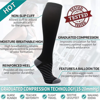 Femmes et Hommes Chaussettes de Compression Noires Compression Graduée 15-20mmHg Chaussettes de Sport Bas de Compression Unisexe Genou Haut