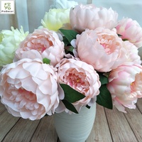 Hot Sale European Style Kunstseide 5 Köpfe Runde Pfingstrose Blumen Weiß Für Hochzeit Home Party Dekorative Blume