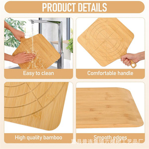Support à pizza en bambou avec poignée, plateau de service en bois à 4 niveaux pour pique-nique en plein air et utilisation en cuisine - Product Image 4