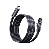 Cable de datos transparente trenzado plano en ángulo de 100W con carga rápida compatible con PD y SuperCharge USB-C de 66W