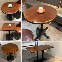 Tables hautes en bois massif pour restaurant occidental, pâtisserie, bar, design rétro nostalgique, pour repas décontractés et thé au lait mobile avec hot-pot