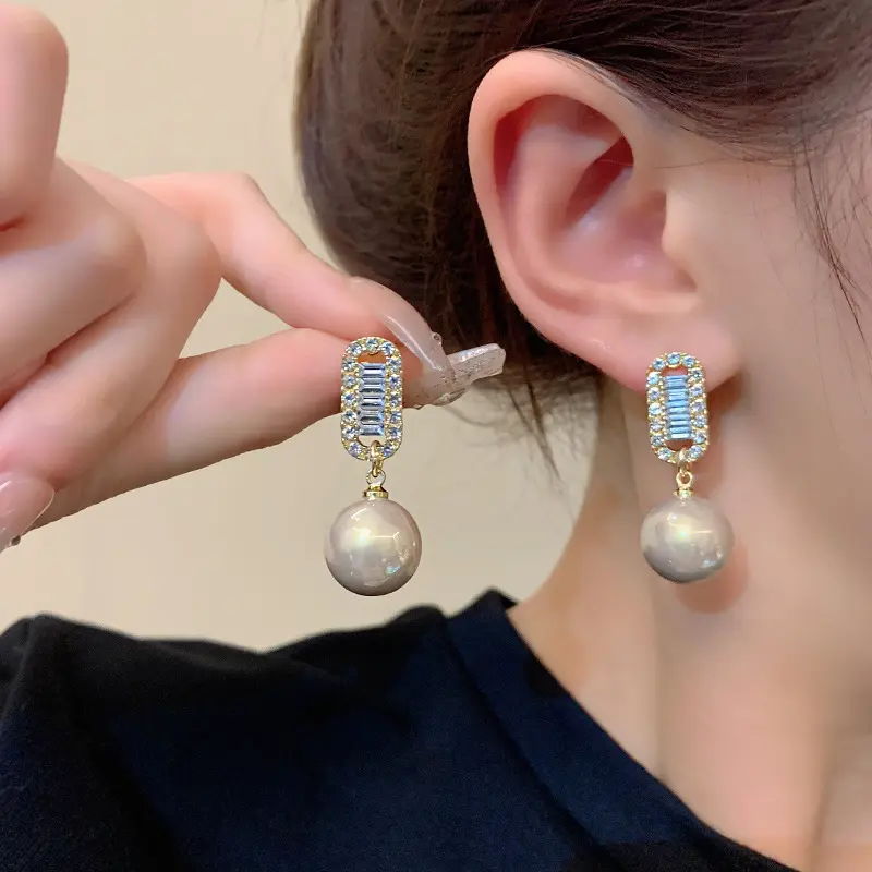 LIFTJOYS High Quality Jewelry Ins Vintage AAA Zircon Earring Studs Elegant Round Pearl Drop Earrings For Women