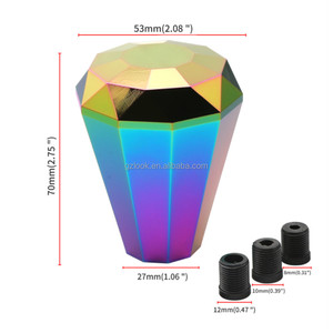 Pommeau de levier de vitesse de voiture manuel de course en forme de diamant coloré avec tête de levier de manette de vitesse adaptateur 8MM 10MM 12MM - Product Image 2