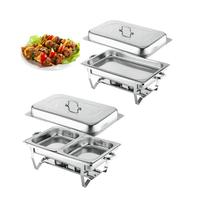 SUNMAX Ensemble de chauffe-plats en acier inoxydable avec couvercle suspendu 9L en or Design de luxe pour mariage et restauration