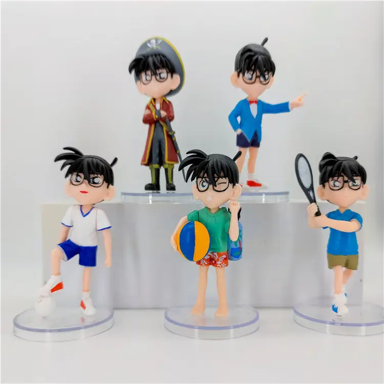 Detective Conan tokoh PVC mainan boneka set 5 buah tampilan mobil ke-6 mainan berdiri
