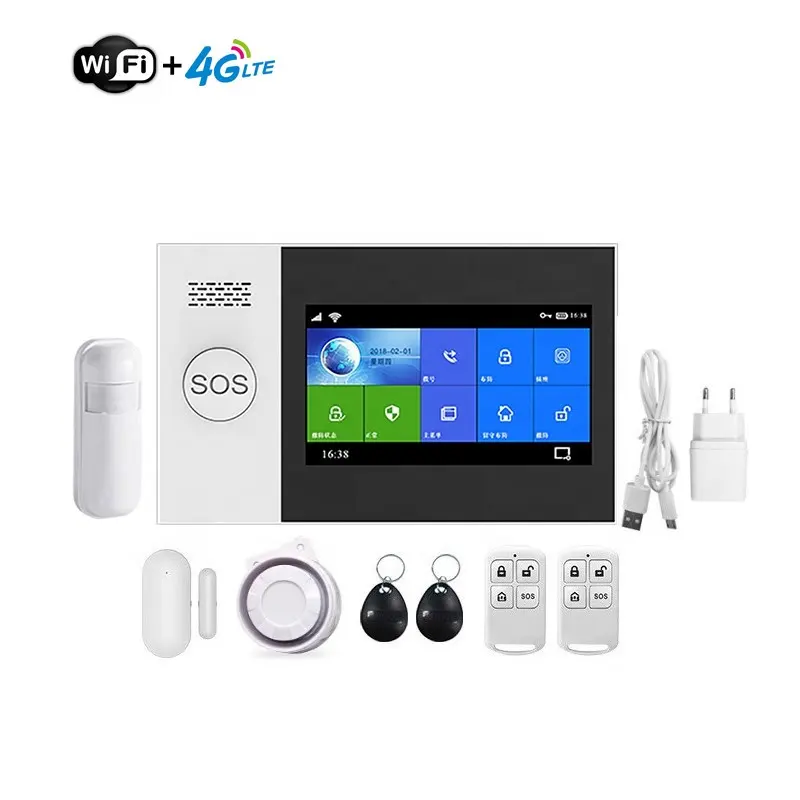Smart Life IPS Touch Screen Home Security System LTE 4G WiFi Wireless and Wired Tuya Alarm System with IOS Android App Control