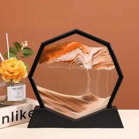 Pintura de arena movediza octagonal, imagen artística de arena móvil, regalo creativo, decoración para sala de estar, reloj de arena con imagen de arena