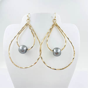 R241 boucles d'oreilles en fil de perle, perles de tahiti, bijoux hawaïens en gros - Product Image 3