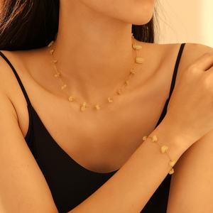 Collar con Colgante de Grava Natural, Buen Precio y Buena Calidad, Collar con Colgante de Grava Natural en Acero Inoxidable - Product Image 1