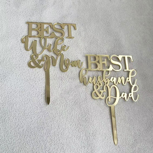 Adornos para pasteles con diseño de miel y dulzura, la mejor esposa, la mejor esposa, la mejor esposa, el mejor marido, el mejor padre, decoración de metal dorado para el día de la madre, el día del padre - Product Image 2
