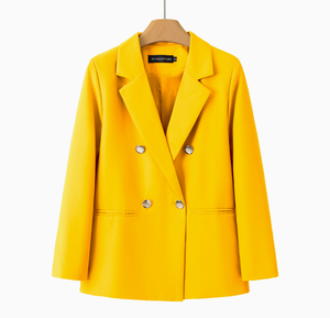 Blazer d'<span class=keywords><strong>hiver</strong></span> respirant pour femme, coupe ajustée, uni, à manches longues, avec boutons, design tissé, col Peter Pan - Product Image 4