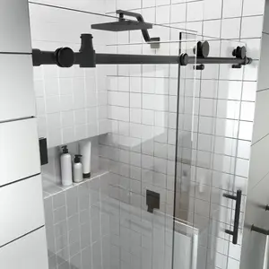 Neues Design Werkspreis individuelles Großhandel Hotelzimmer mattschwarz rahmenlose gehärtetes Glas Schiebetür für die Dusche
