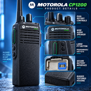Radio Bidireccional Motorola XiR C1200 CP1200 CP1208 CP185 EP350 VHF UHF, Walkie Talkie para Hoteles, Restaurantes, Comercios, Eventos y Equipos - Product Image 2