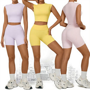 Ensemble de yoga pour femmes, 2 pièces, imprimé, ensemble de fitness, soutien-gorge de sport à séchage rapide avec short de sport taille haute - Product Image 2