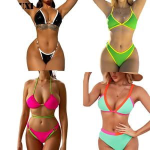 Novedades: Conjunto de Dos Piezas para Mujer, Top Corto con Escote Cruzado, Bikini sin Espalda, de Secado Rápido - Product Image 2
