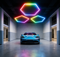 Lumière LED hexagonale intelligente, contrôlée par application, RGBIC, pour plafond, pour salle de jeu, man cave, garage, atelier, décoration