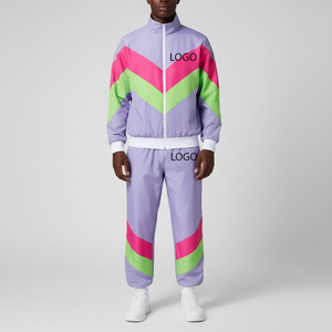 ชุดวอร์ม2ชิ้นสำหรับผู้ชายและผู้หญิงชุดกันลมชุดออกกำลังกายแบบบล็อกสีชุดฮิปฮอปแบบเย็บปะติดชุดเสื้อกันลมชุด2026 - Product Image 1