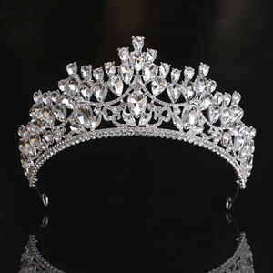 Couronnes de concours de beauté de style baroque euro-américain, couronnes de luxe somptueuses en cristal de <span class=keywords><strong>diamant</strong></span>, diadèmes en alliage, accessoires de cheveux de mariée étincelants - Product Image 2
