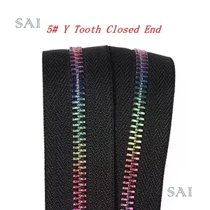 Wholesale 5# Y Tooth Closed End high quality Auto lock metal Color Gradient ZIPPER Garments luggage Zippers