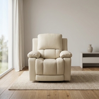 Sofá Reclinable Eléctrico de Cuero Genuino con Soporte Lumbar, Muebles para Sala de Estar