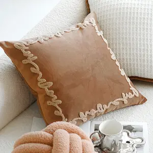 Stile francese modello animale marrone soggiorno divano copricuscino luce di lusso geometrico ricamo schienale cuscino federa