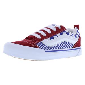 Chaussures de skate pour garçons Knu Skool Gs à lacets, rouge et bleu à carreaux - Product Image 5