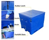 Boîte de stockage en plastique de 1000 L pour poissons vivants, crevettes vivantes, transport de poissons, conteneurs, bacs isothermes, bacs à poissons