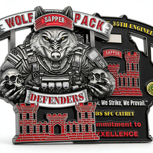 Monete Commemorative Personalizzate in Metallo con Incisione 3D Lupo, Monete d'Onore delle <span class=keywords><strong>Forze</strong></span> Speciali USA, Placcate Argento Anticato, Souvenir - Product Image 1