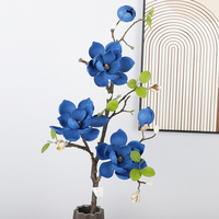 Grande branche de magnolia artificielle en EVA pour la décoration de la maison et du salon Magnolia artificiel 3D au toucher réel avec des tiges très réalistes