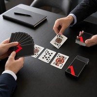 Jeu de cartes à carreaux bleus et blancs, dos de carte à motifs standard, faces de cartes imprimées, boîte de rangement en papier écologique, coins arrondis, pour la famille