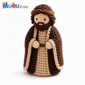 Poupée religieuse chrétienne en crochet faite à la main, <span class=keywords><strong>Jésus</strong></span> Amigurumi, design de pasteur, décoration d'intérieur, cadeau pour la fête des pères - Product Image 1