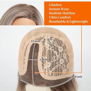 Peluca Ajustable Sin Pegamento Bozhen RTS-Mono, Precortada, Invisible, Transparente, para Monofilamento, Fibra Futura, Ondas Naturales, Resistente al Calor - Product Image 3
