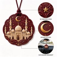 Pendentif de voiture personnalisé en résine islamique musulmane, ornement suspendu mosquée lune étoile, cadeau souvenir religieux Ramadan Aïd Hajj Omra