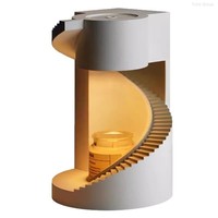 Pemanas Lilin Aromaterapi Tangga Spiral Elektrik Kuningan Buatan Tangan Lampu Malam LED Tanpa Api Timer Mati Otomatis Remote Pernikahan