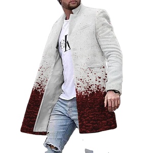 Autumn Winter Fashion Casual 3D Printed Sublimation Long Overcoat <strong>Men</strong> Single Breasted Stand Collar <strong>Peacoat</strong> Business Warm - Product Image 1