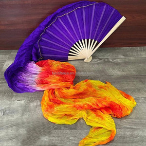 Abanicos de Seda para Danza del Vientre, Abanicos Largos de Bambú para Danza Fluido, Abanicos de Seda para Danza de Alabanza y Adoración, Abanicos de Danza Cristiana - Product Image 5